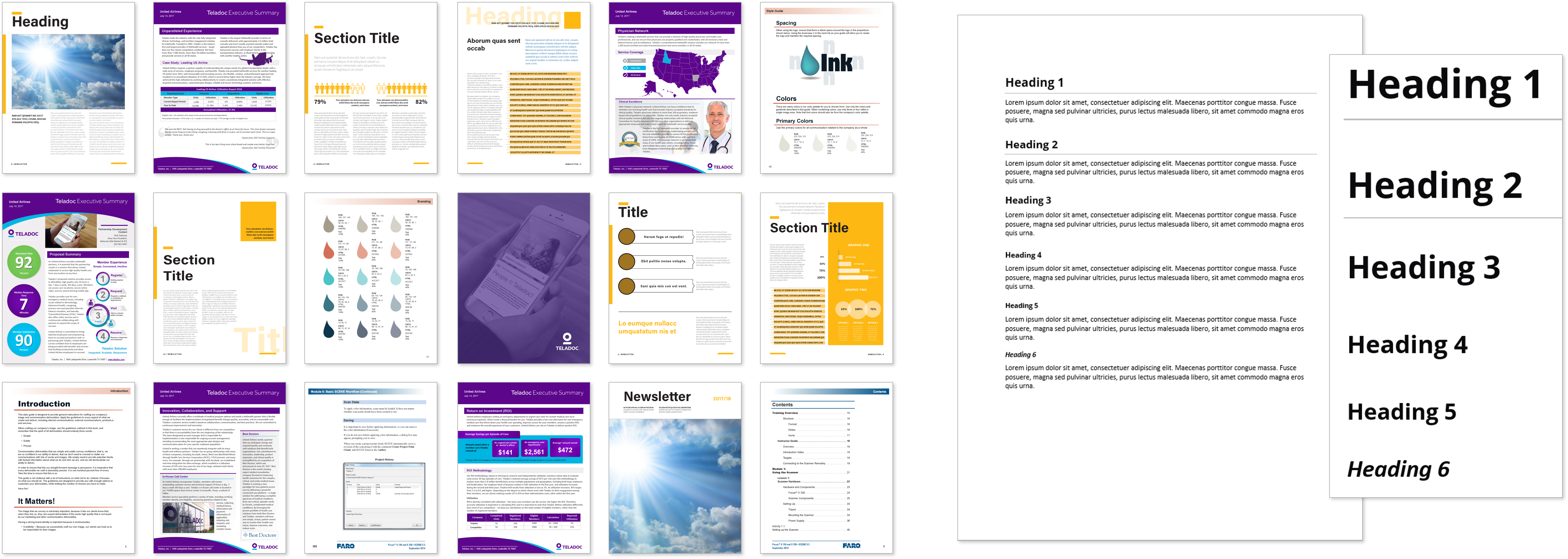 page layouts and headings